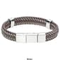 Mens Lynx Stainless Steel & Leather Bracelet - image 3