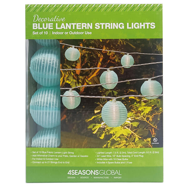 10-Light Blue Lantern String Lights - image 