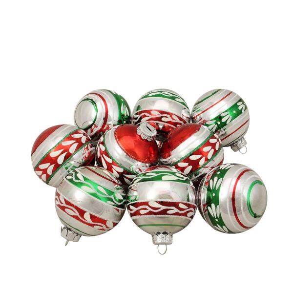 Northlight Seasonal 9ct. Striped Glitter Christmas Ornaments - image 