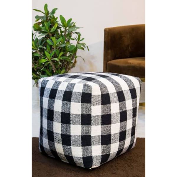 Checkered Nocturn Pouf Ottoman - image 