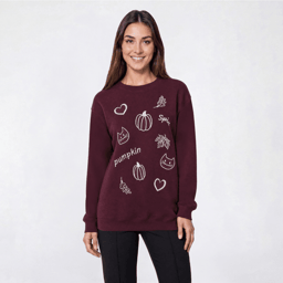 Petite Architect(R) Long Sleeve Fleece Lined Pumpkin Sweatshirt
