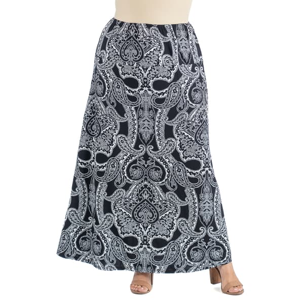 Plus Size 24/7 Comfort Apparel Paisley A-Line Skirt - image 