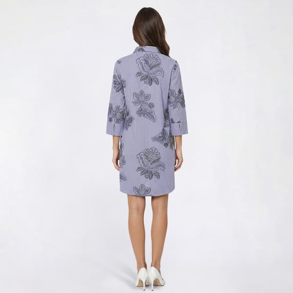 Womens Mlle Gabrielle Long Sleeve Stripe Floral Shift Dress