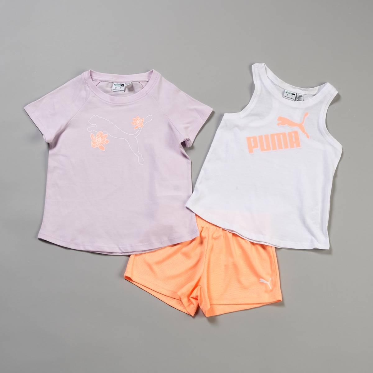 Girls (4-6x) Puma® Short Sleeve Tee Tank Top & Mesh Shorts...