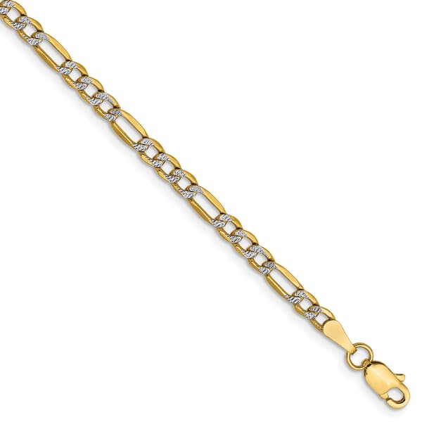 Gold Classics™ 3.2mm. 14k Semi Solid Pave Figaro Necklace