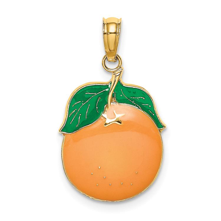 Unisex Gold Classics(tm) 14kt Gold Enamel Orange Charm