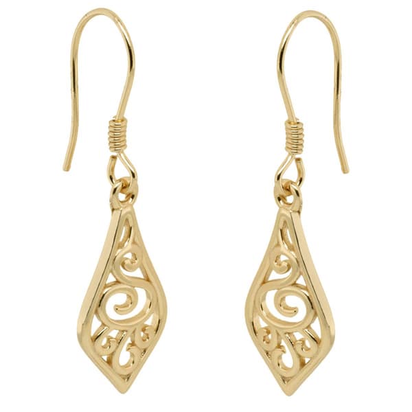 Marsala Gold Plated Openwork Marquis Drop Earrings - image 