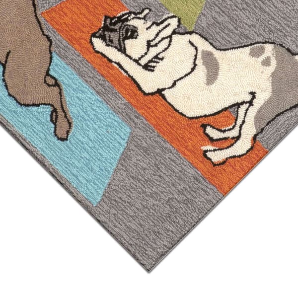 Liora Manne Frontporch Yoga Dogs Indoor/Outdoor Area Rug