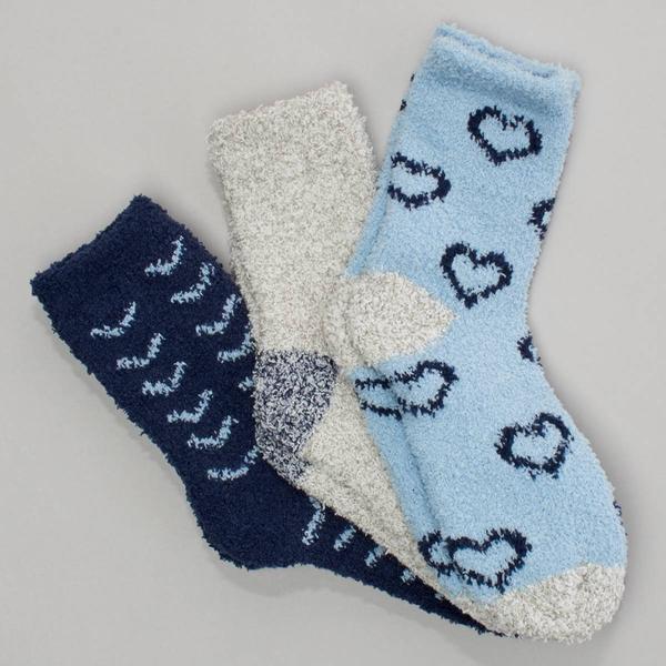 Womens Cuddl Duds 3pk Heart Crew Socks - image 