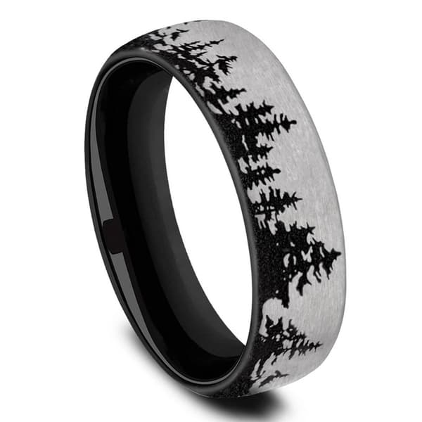 Mens Endless Affection™ 6.5mm Titanium Treeline Wedding Band