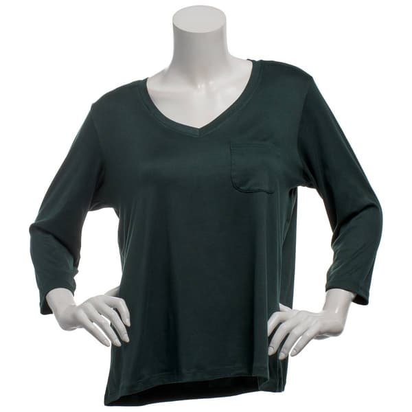 Womens René Rofé® 3/4 Sleeve V-Neck Tee