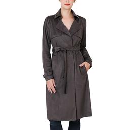 Womens BGSD Long Suede Trench Coat