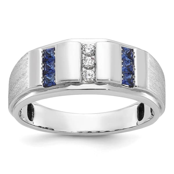 Mens Gentlemens Classics&#40;tm&#41; 14kt. White Gold Created Sapphire Ring - image 