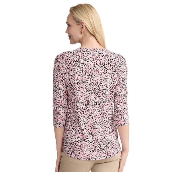 Petite Jones New York 3/4 Sleeve Keyhole Neck Abstract Blouse