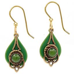 Silver Forest Jade Stone Layered Teardrop Earrings