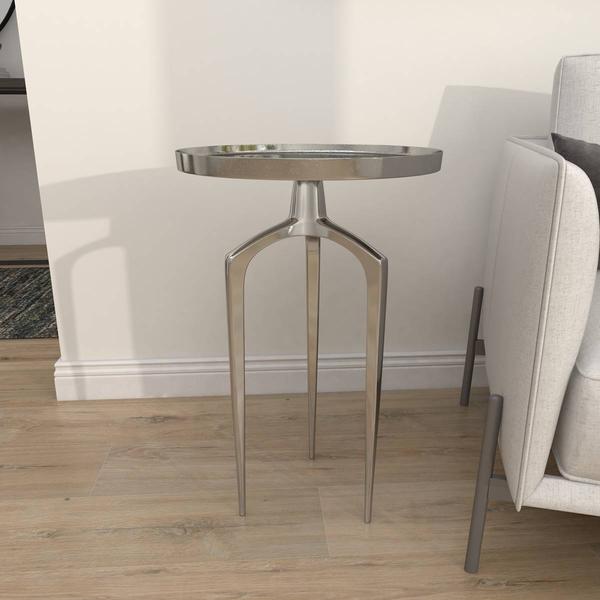 9th & Pike® Contemporary Silver Aluminum Raised Edge Accent Table