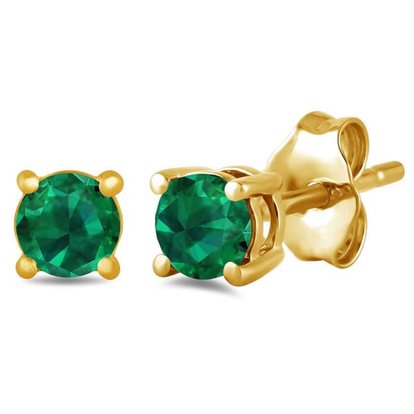 Gemstone Classics(tm) Gold over Silver Created Emerald Earrings - image 