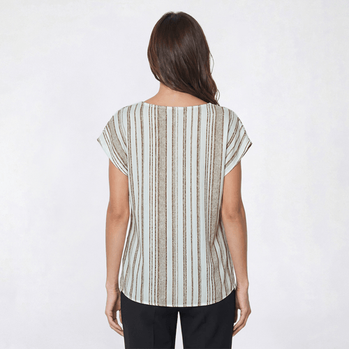 Womens Cure Extended Slit Shoulder Sleeve Stripe Blouse