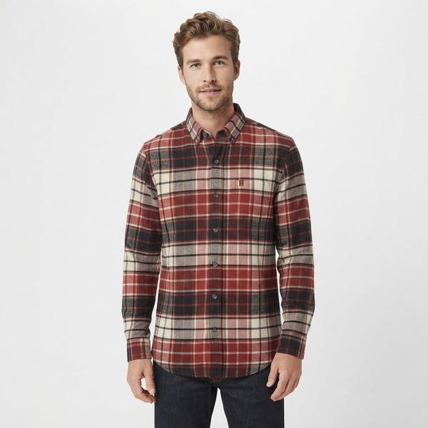 Mens Chaps Double Brush Stretch Flannel Shirt - Spice