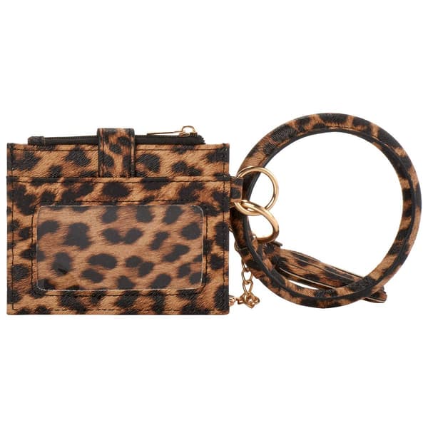 Womens DS Fashion Ring Loop Wristlet w/ Tassel & Charm - Leopard