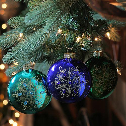 Northlight Snowflake Glass Disc Christmas Ornaments