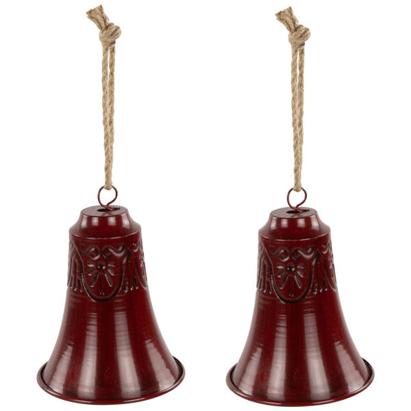 Northlight 2pc. Embossed Burgundy Christmas Bell Ornaments