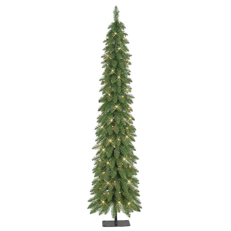 Puleo International 6ft. Pre-Lit Artificial Pencil Christmas Tree