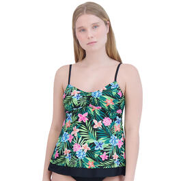 Womens Stella Parker Beachside Floral Babydoll Tankini Swim Top
