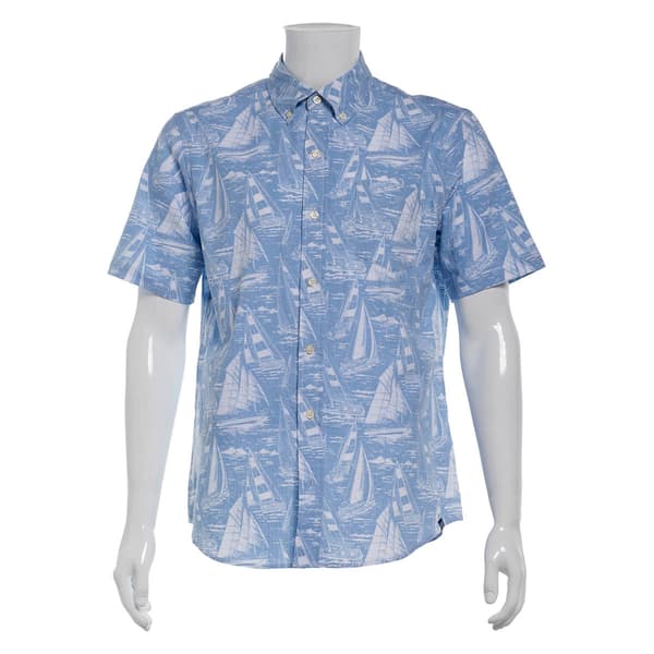 Mens Chaps Seersucker Button Down Shirt - Cerulean - image 