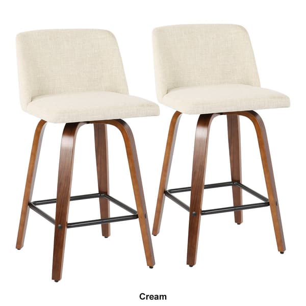LumiSource Toriano Mid-Century Modern Counter Stools - Set of 2