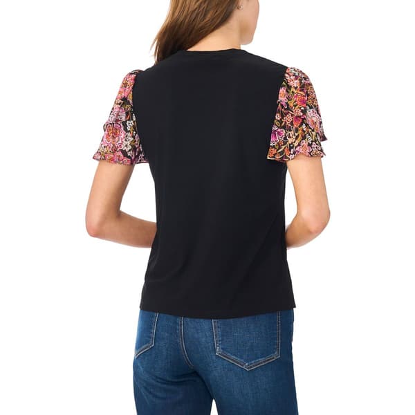 Womens Cece Short Layered Floral Sleeve Blouse