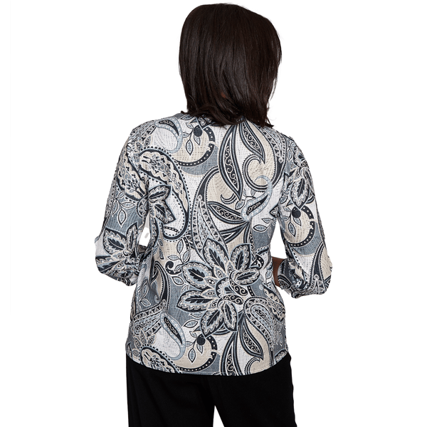 Womens Alfred Dunner Santa Barbara Reversible Paisley Blouse