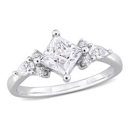 Sterling Silver 1 2/5ctw. White Moissanite Engagement Ring
