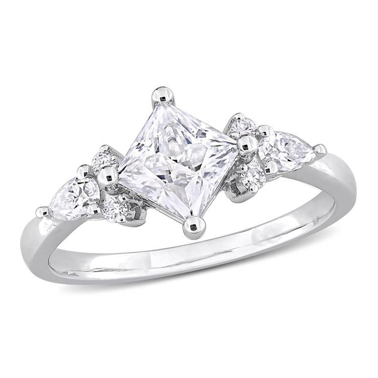 Sterling Silver 1 2/5ctw. White Moissanite Engagement Ring