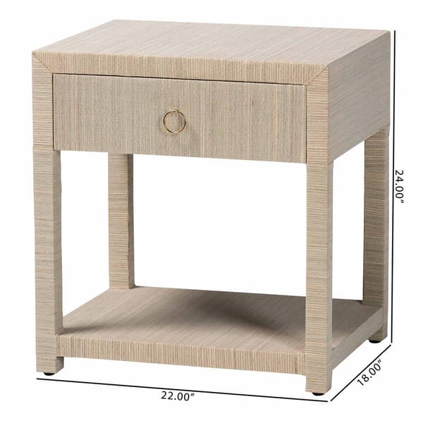 bali & pari Nata Bohemian Woven Natural Grasscloth Nightstand
