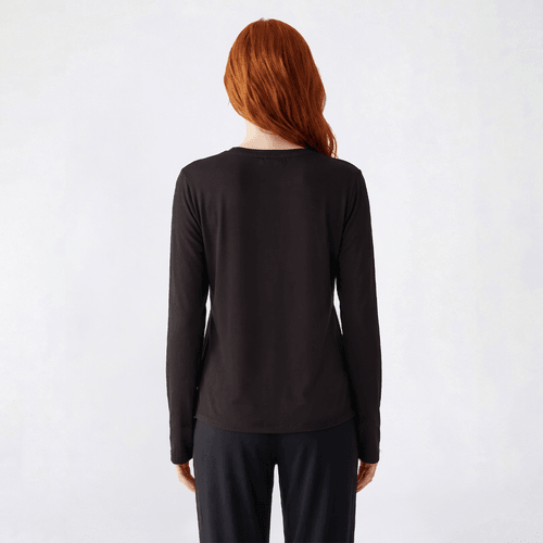 Juniors Pillow Talk Long Sleeve Solid Pajama Top with Pocket