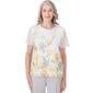 Petite Alfred Dunner Charleston Floral Border Lace Top - image 1