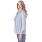 Petites Alfred Dunner Woven Pinstripe Embroidered Sleeve Top - image 2