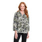Petite Multiples 3/4 Sleeve Pleat Front Green Floral Blouse - image 1