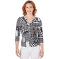 Womens Ruby Rd. Pattern Play Knit Patchwork Top - image 1