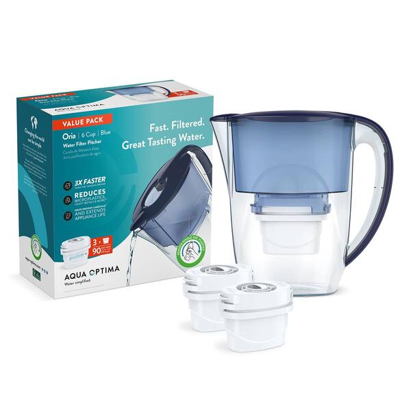 Aqua Optima Oria Water Filter Pitcher Set w/ 3 Evolve+ Filters - image 
