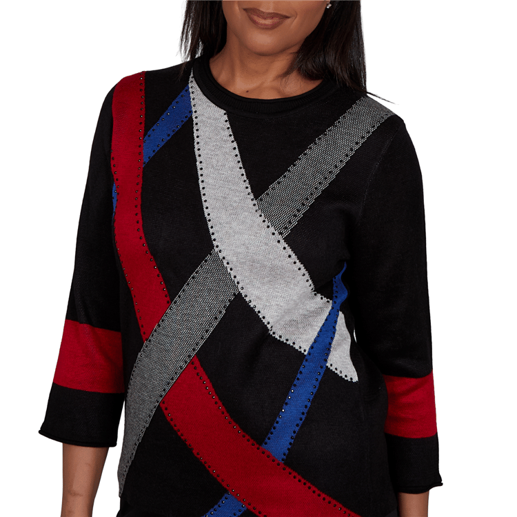 Womens Alfred Dunner Dinner Theater Color Block Sweater