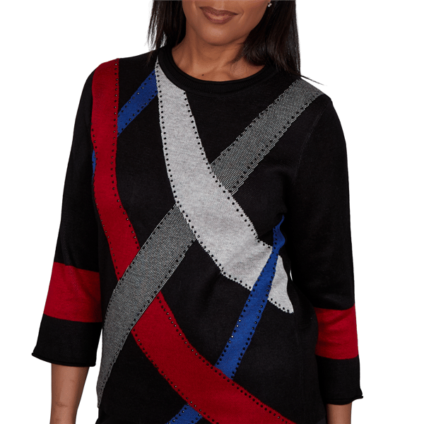 Womens Alfred Dunner Dinner Theater Color Block Sweater