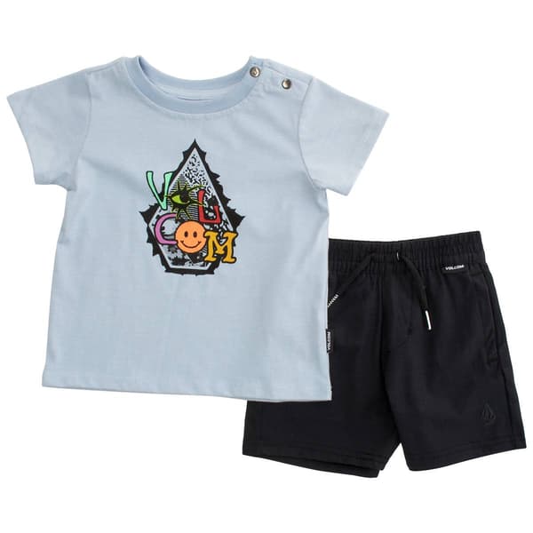 Baby Boy &#40;12-24M&#41; Volcom Graphic Emblem Tee & Solid Shorts Set - image 