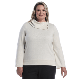 Plus Size Rafaella(R) Long Bell Sleeve Cowl Neck Sweater