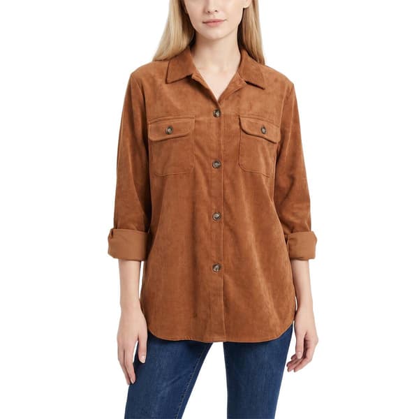 Petite NY Collection Long Sleeve BF Cord Tunic Jacket - image 