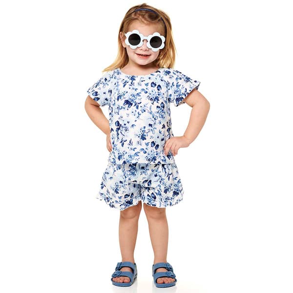 Toddler Girl BTween(R) Flowy Floral Tunic & Shorts Set & Sunglasses - image 