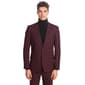 Mens Paisley & Gray Solid Notch Suit Jacket - Burgundy Wine - image 1