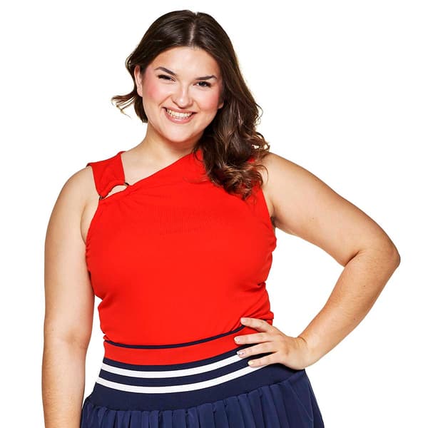 Juniors Plus Eye Candy Rib Tank Top with Side Ruch & Hardware - image 