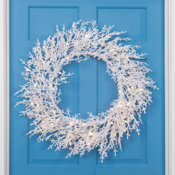 Northlight Pre-Lit LED Warm White Flocked Twig Christmas Wreath